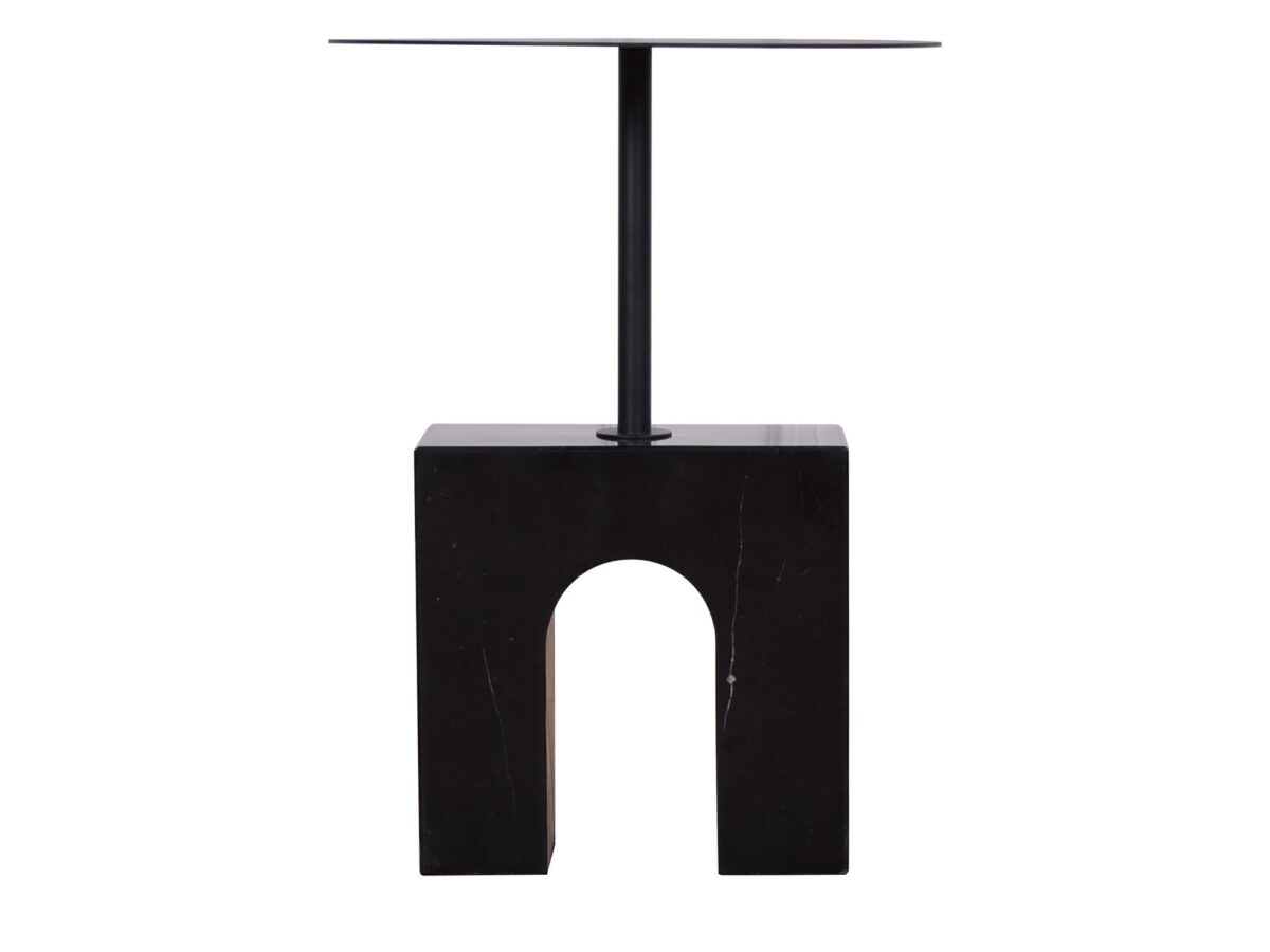 Czarny stolik pomocniczy 40 cm z marmurową podstawą – Virtus