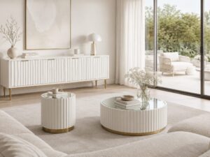Miniaturka 3 - Stolik Eleganza z lustrzanym blatem w salonie przy dużym oknie