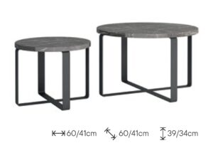 Miniaturka 7 - Wymiary stolików kawowych Kodvero – średnica 60 i 41 cm, wysokość 39 i 34 cm