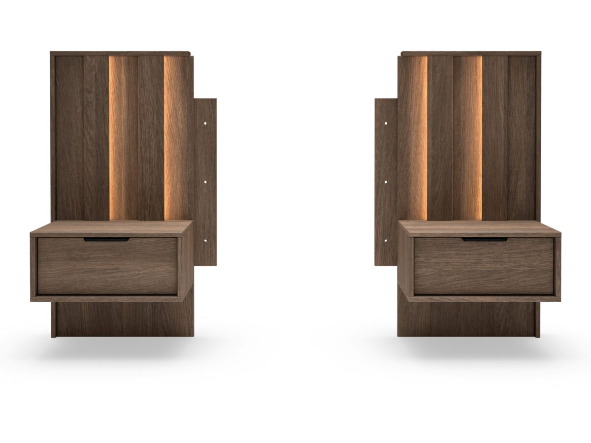 Komplet 2 stolików nocnych z szufladami LED Bervano 50 cm dąb dunin