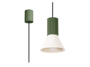 Miniaturka 14 - Stożkowa lampa wisząca Avelira 14 cm beżowo-oliwkowa
