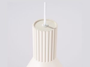Miniaturka 30 - Stożkowa lampa wisząca Avelira 14 cm beżowy – ryflowana osłona z bliska