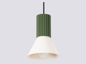 Miniaturka 19 - Stożkowa lampa wisząca Avelira 14 cm beżowy + zielony oliwkowy – klosz z bliska