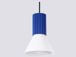 Miniaturka 9 - Stożkowa lampa wisząca Avelira 14 cm biały + ultramaryna – klosz z bliska
