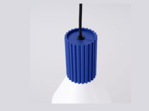 Miniaturka 10 - Stożkowa lampa wisząca Avelira 14 cm biały + ultramaryna – ryflowana osłona z bliska