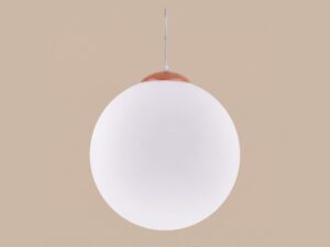 Miniaturka 38 - Stylowa lampa wisząca 40 cm ochra czerwona – detal szklanego klosza na beżowym tle