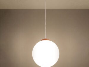 Miniaturka 36 - Stylowa lampa wisząca 40 cm ochra czerwona z włączonym światłem