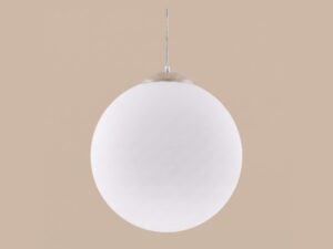 Miniaturka 47 - Stylowa lampa wisząca 40 cm taupe – detal szklanego klosza na beżowym tle