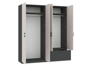 Miniaturka 3 - Szafa Altavero 180 cm antracyt i kaszmir z otwartymi drzwiami