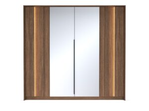 Miniaturka 1 - Szafa czterodrzwiowa Bervano 223 cm dąb dunin – lustra i pionowe podświetlenie LED z przodu