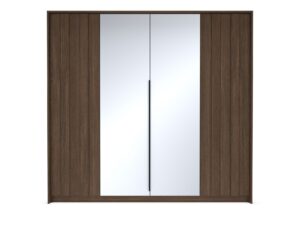 Miniaturka 4 - Szafa Bervano 223 cm – lustra i cztery zamknięte drzwi przy wyłączonym LED