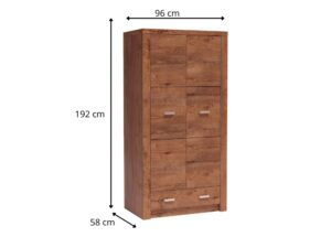 Miniaturka 3 - Szafa Brenza 96 cm z oznaczonymi wymiarami i jasnym dekorem