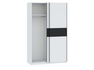Miniaturka 12 - Szafa Breviano 122 cm biały połysk i antracyt – otwarte skrzydło