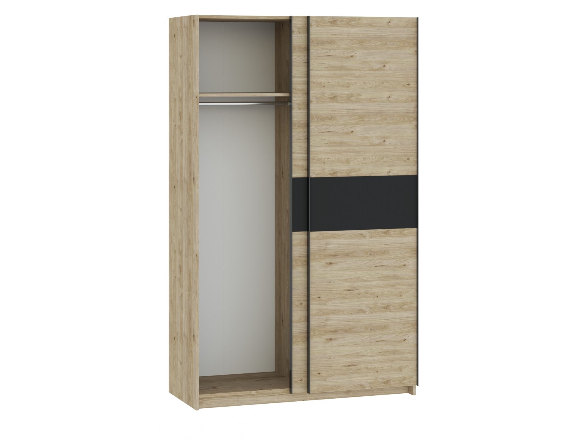 Szafa Breviano 122 cm Hickory Jackson i antracyt – otwarte skrzydło