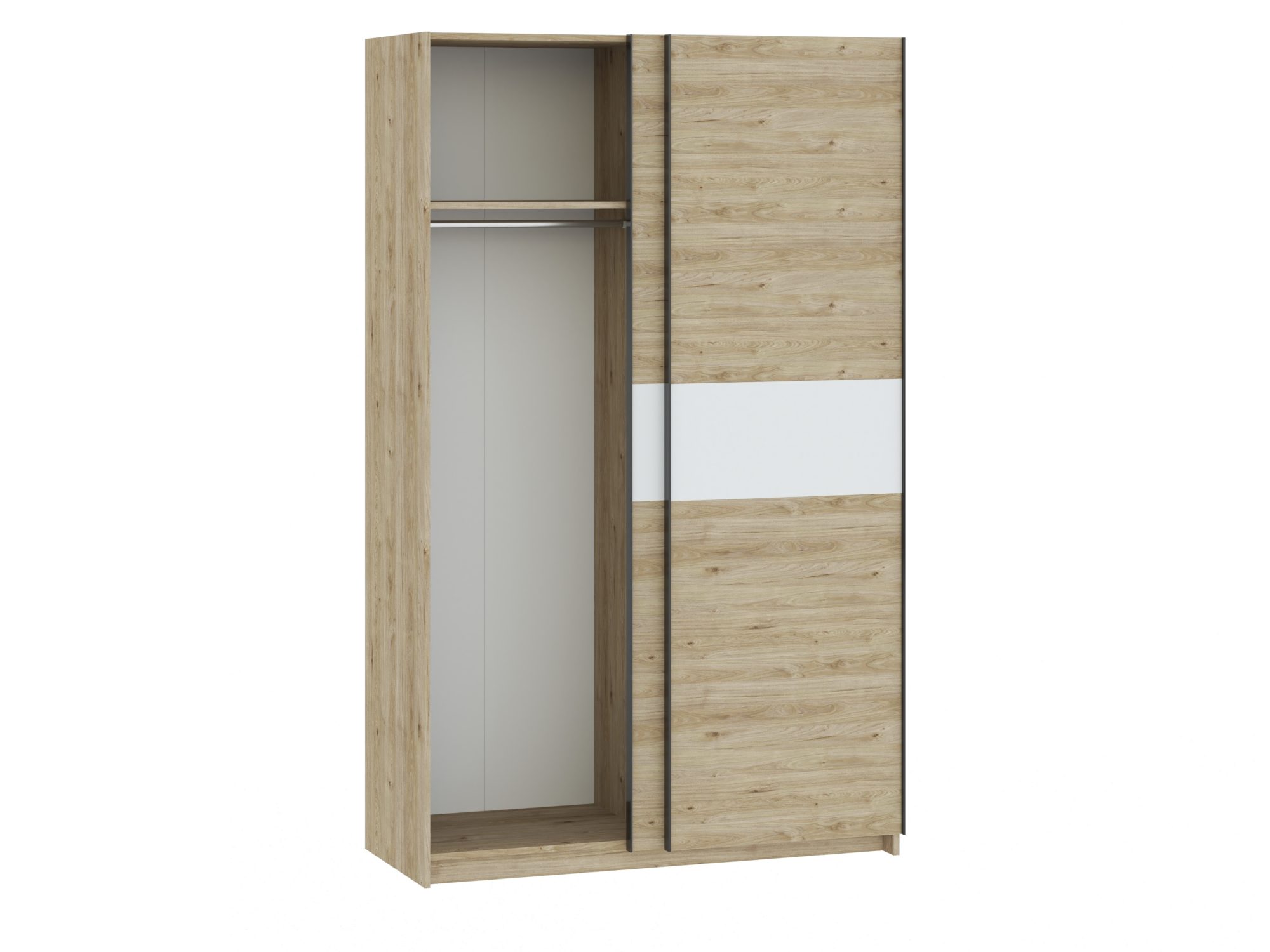 Szafa Breviano 122 cm Hickory Jackson i biały – otwarte skrzydło