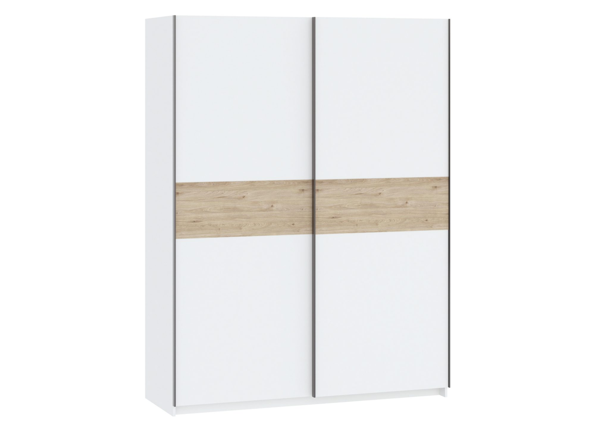 Szafa Breviano 151 cm biała z pasem Hickory Jackson – zamknięte drzwi przesuwne