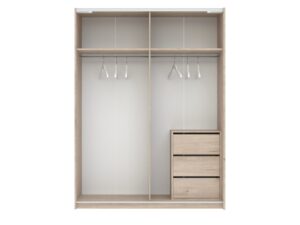 Miniaturka 20 - Szafa Breviano 151 cm Hickory Jackson i kaszmir – otwarte wnętrze z szufladami