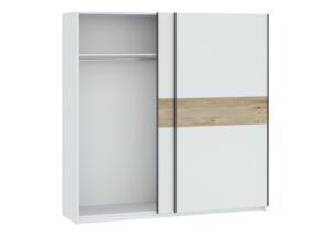 Miniaturka 17 - Szafa Breviano 200 cm biała i Hickory Jackson – otwarte wnętrze