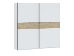 Miniaturka 5 - Szafa Breviano 200 cm biała i Hickory Jackson – zamknięte fronty