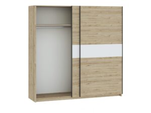 Miniaturka 22 - Szafa Breviano 200 cm Hickory Jackson i biały – otwarte lewe drzwi z drążkiem