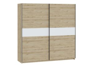 Miniaturka 6 - Szafa Breviano 200 cm Hickory Jackson i biały – zamknięte fronty przesuwne