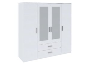 Miniaturka 4 - Biała szafka z przeszkleniami i szufladami