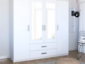 Miniaturka 3 - Biała szafka z lustrzanymi drzwiami i szufladami