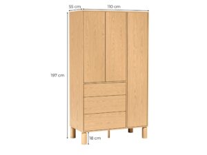 Miniaturka 3 - Szafa Dunvelo 110 × 55 × 197 cm – wymiary zewnętrzne