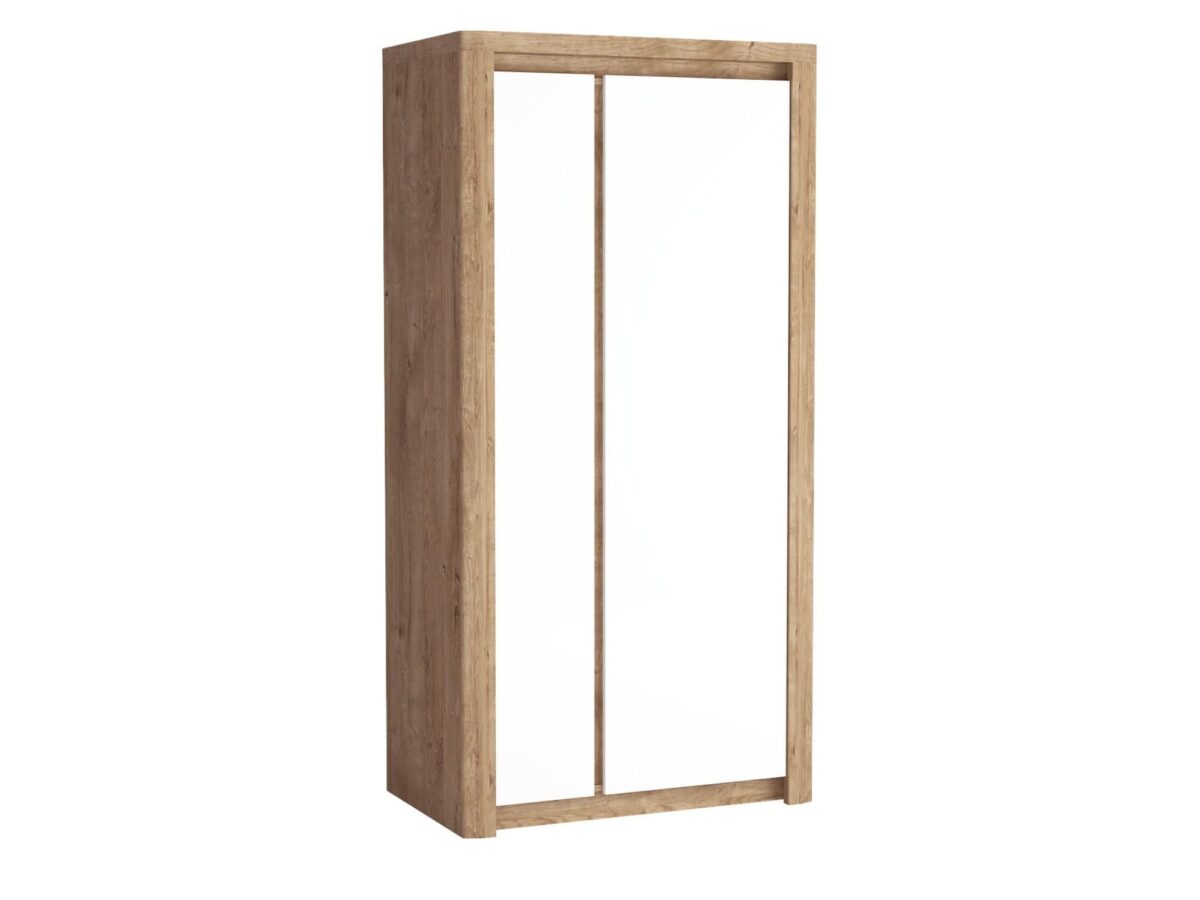 Szafa dwudrzwiowa Nalvio 98 cm – ribbeck i biały połysk