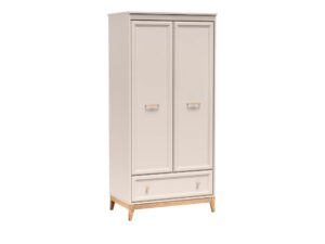 Miniaturka 6 - Szafa dwudrzwiowa Velvara 92 cm kaszmir i dąb naturalny – widok z boku