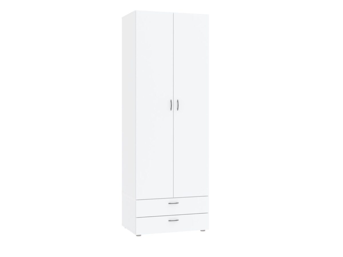 Szafa dwudrzwiowa z 2 szufladami Veldaro 74 cm biała