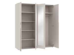 Miniaturka 1 - Szafa Elzaro 180 cm kaszmir z otwartym wnętrzem i lustrami