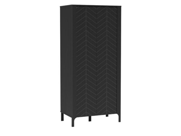 Szafa dwudrzwiowa Fenita 90 cm czarna z frontami we wzór jodełki