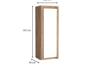 Miniaturka 1 - Szafa jednodrzwiowa Nalvio z wymiarami 72,5 na 59 na 197 cm