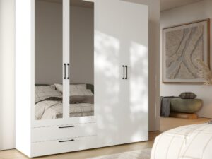 Miniaturka 6 - Szafa Larvello 181 cm biała w aranżacji sypialni