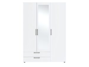 Miniaturka 1 - Szafa Larvello 181 cm biała – widok frontu z lustrami