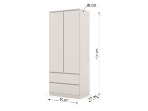 Miniaturka 3 - Szafa dwudrzwiowa z 2 szufladami Malvero 80 cm kaszmir – zdjęcie 4