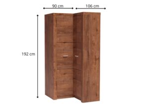 Miniaturka 7 - Szafa narożna Brenza 90 na 106 cm o wysokości 192 cm