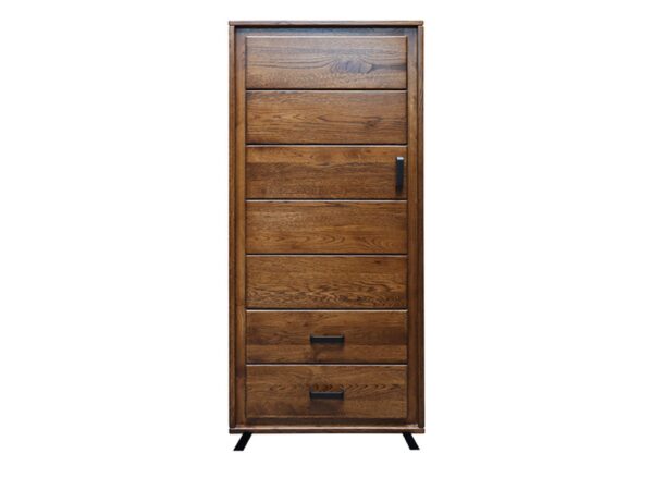 Szafa niska ALAMOS LOFT 61 cm, ciemne drewno, zamknięty front i dwie szuflady