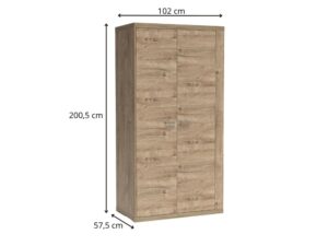 Miniaturka 1 - Szafa dwudrzwiowa Pestano Ribbeck z wymiarami 102 na 57,5 na 200,5 cm
