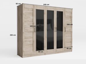 Miniaturka 3 - Szafa pięciodrzwiowa Torvenza 240 cm dębowa – zdjęcie 2
