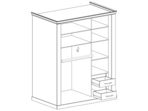 Miniaturka 2 - Schemat wnętrza szafy Ambrina 148 cm – szuflady i drążek