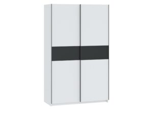 Miniaturka 5 - Szafa przesuwna Breviano 122 cm biały połysk i antracyt – zamknięty front