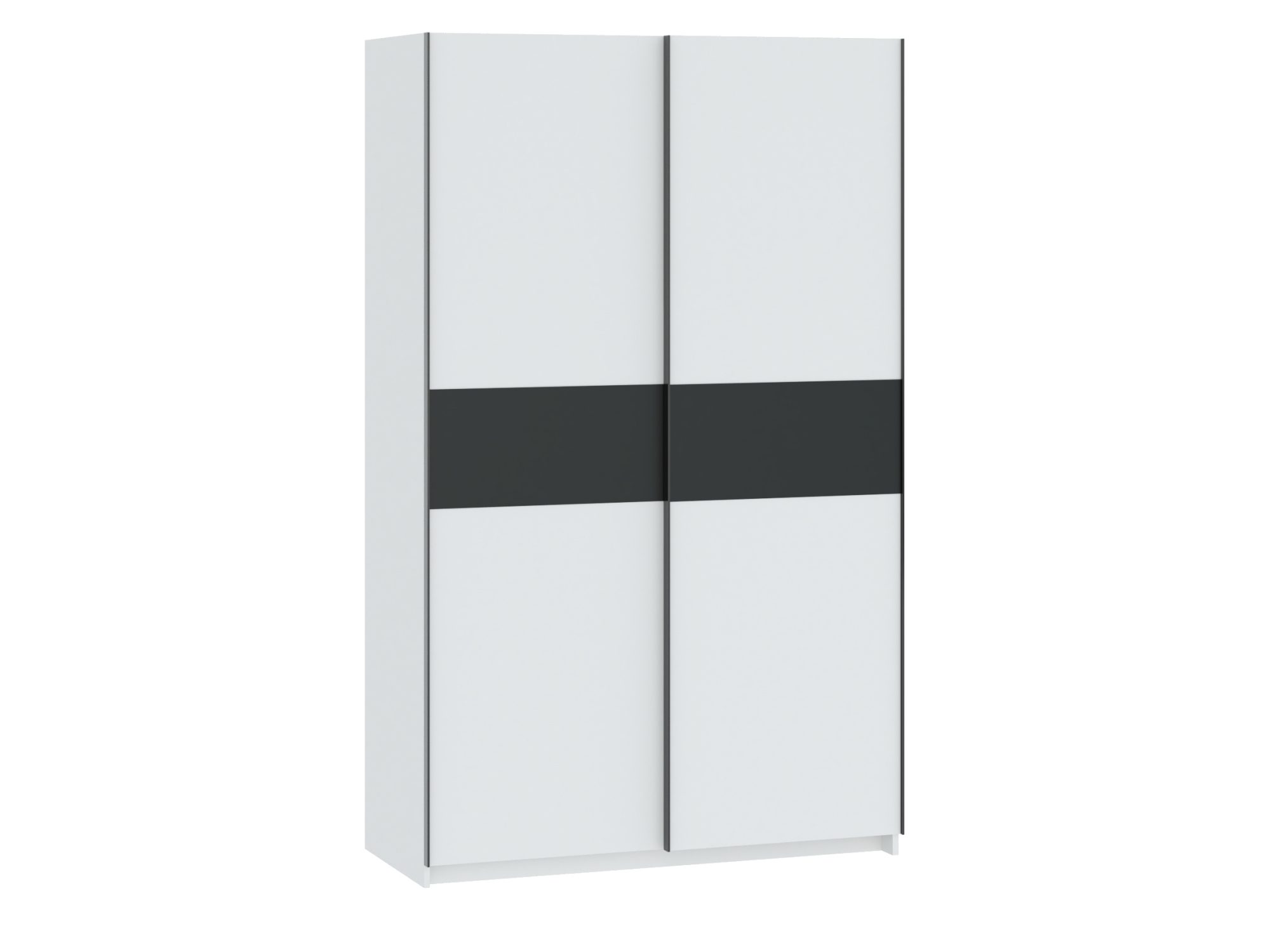 Szafa przesuwna Breviano 122 cm biały połysk i antracyt – zamknięty front