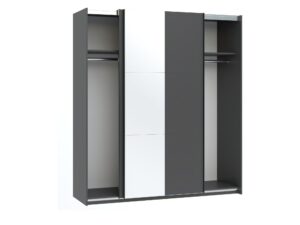 Miniaturka 3 - Szafa przesuwna Norvian 180 cm z lustrem antracyt – drugie ujęcie wnętrza