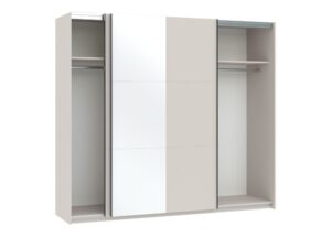 Miniaturka 3 - Szafa przesuwna Norvian 228 cm z lustrem kaszmir – drugie ujęcie otwartego wnętrza