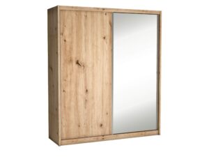 Miniaturka 1 - Szafa przesuwna Ortenzo Dąb Artisan z dużym lustrem na froncie