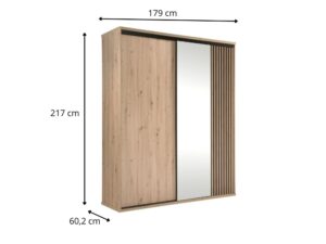 Miniaturka 3 - Szafa Sorenta z lustrem i rysunkiem wymiarów 179 na 217 cm