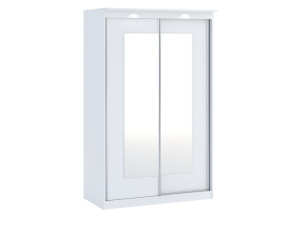 Biała szafa przesuwna z lustrem Morteno 120 cm