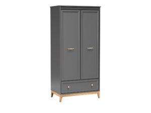 Miniaturka 6 - Szafa dwudrzwiowa Rocella 92 cm szary diamentowy – widok ukośny
